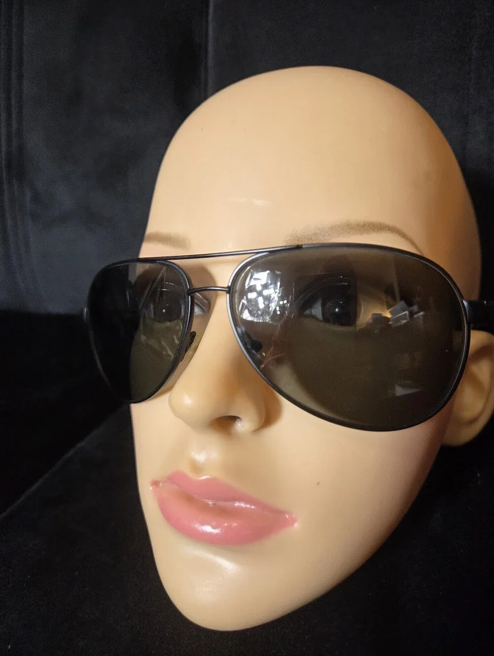 Polo by Ralph Lauren Men’s Black Metal Aviator Sunglasses with Dark Lenses
